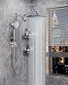 Veken High Pressure Rain Shower Head Combo with Extension Arm- Easy to Install Wide Rainfall Showerhead with 3 Water Spray Modes – Adjustable Dual Showerhead with Anti-Clog Nozzles