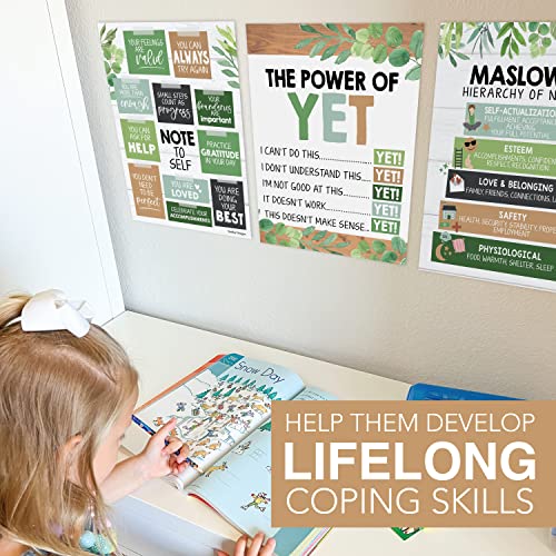 9 pôsteres de saúde mental de casa de fazenda para sala de aula primária - decoração de escritório d