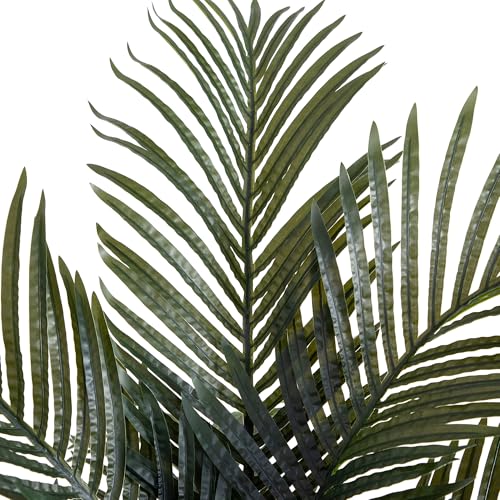Image of Nearly Natural 6ft Golden Cane Palm Tree, Artificial Double Stalk with Lifelike Leaves, Bendable Branches, Includes Nursery Planter, Ideal for Indoor Decor, Vibrant Green