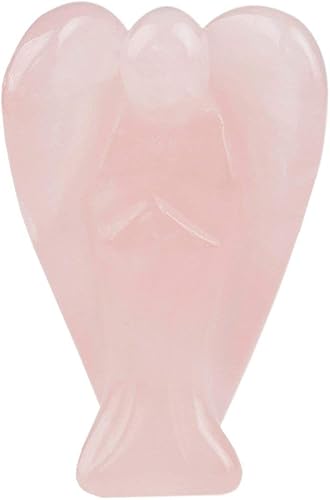 Miniatura 3 de Rockcloud Piedras de cristal talladas de cuarzo rosa, adornos de mesa de escritorio para decoración de oficina en casa, figuras de ángel y piedras