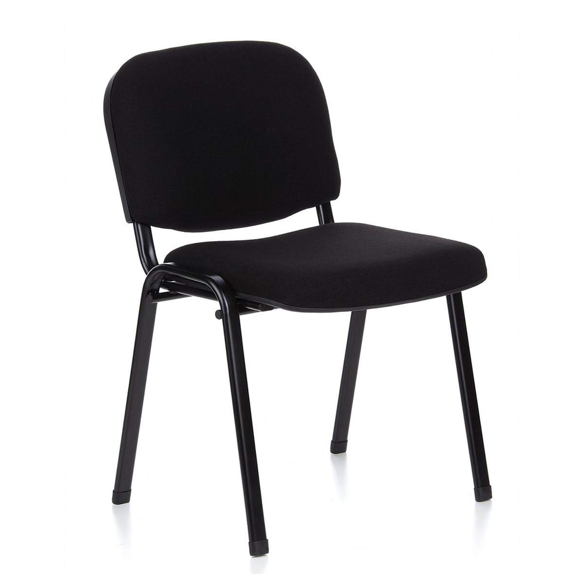 Europrimo Set 4 SEDIE da Ufficio Poltrona Fissa per Sala Attesa Struttura Metallo Verniciato Nero Rivestimento Tessuto Nero - Made in Italy