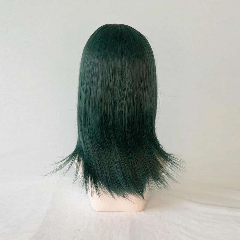 Parrucca Parrucca Sintetica Corta e Liscia da Donna, Verde, con Frangia, Testa Mullet soffice for Feste quotidiane Parrucca Donna