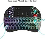 Télécommande Clavier Sans Fil Rii pour Android TV, Clavier avec Pavé Tactile et Bouton de Défilement, Télécommande Portative, Mini Clavier avec Rétroéclairage RGB Rechargeable pour Raspberry Pi, KODI, PC, Projecteur, Smart TV