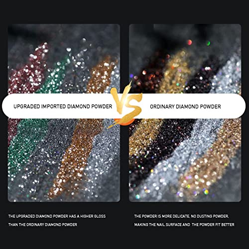 8 Boxes Reflective Glitter Gel Polish Set Sugar Diamond Nail Powder Laser Silver Sparkling Dust Sand Powder Candy Coat Manicure For Nail Art Decorations #TOP2