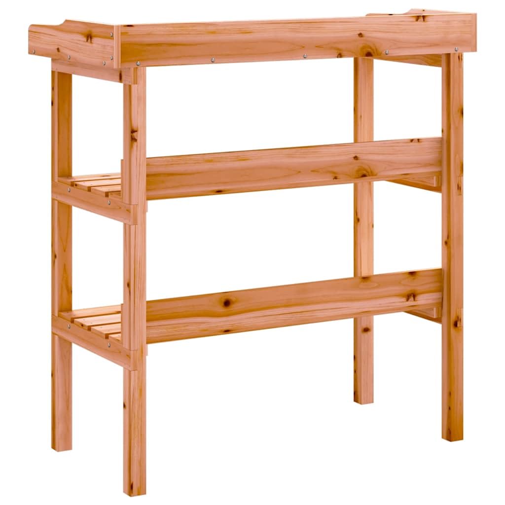 vidaXL Table à Plantes avec Étagère, Support de Pots de Fleurs, Présentoir à Plantes, Support à Plantes Jardin, Marron Bois de Sapin