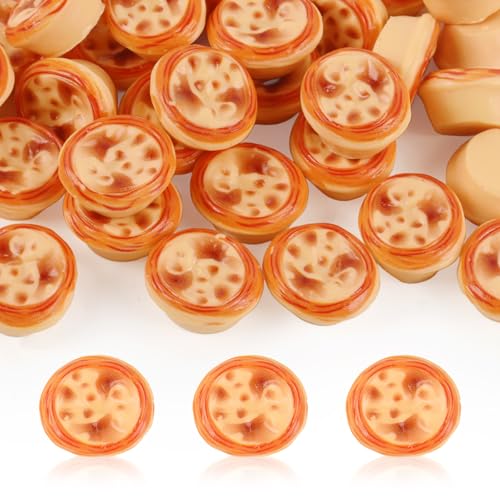 Luckforest Miniature Artificial Eggtarts, 50 Pcs Fake Mini Eggtarts Resin Simulation Food Models for Dollhouse Kitchen Decoration DIY Accessory Photography Props