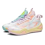 KIUSMETY Girls Boys Basketball Shoes High Top Fashion Volleyball Kids Non Slip Comfortable Indoor Outdoor Sneakers Greenpink Size 4 Big Kid