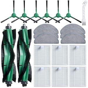 21 Stück Zubehör für iRobot Roomba Combo 2 Essential Y0140/Y0112/Y0110, für Roomba 105 Combo Ersatzteile, 2 Hauptbürsten, 6 Wischpads, 6 Filter, 6 Seitenbürsten, 1 Reinigungsbürste