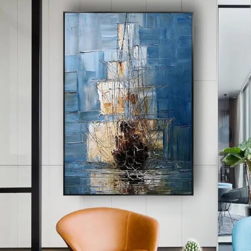 Toile murale moderne paysage marin voilier 40 x 60 cm sans cadre