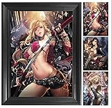 Sexy Anime Samurai Girl 3D Poster Wall Art Decor Print | 12x16 inches | Pop Fantasy Girl Lenticular...