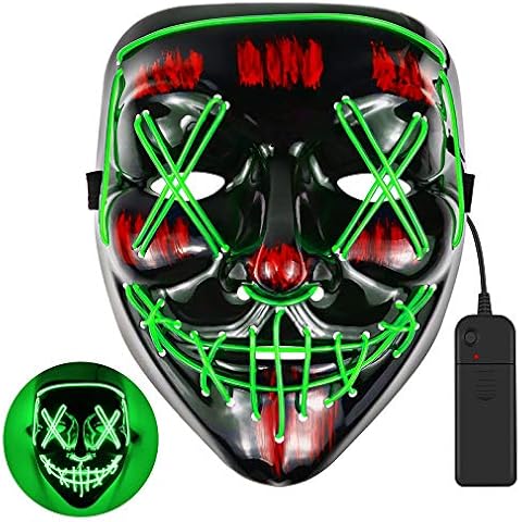 Lunriwis Halloween Masks for Adults Led Purge Mask Light Up Mask Halloween Mask Led Mask Scary Halloween Mask for Halloween Cover