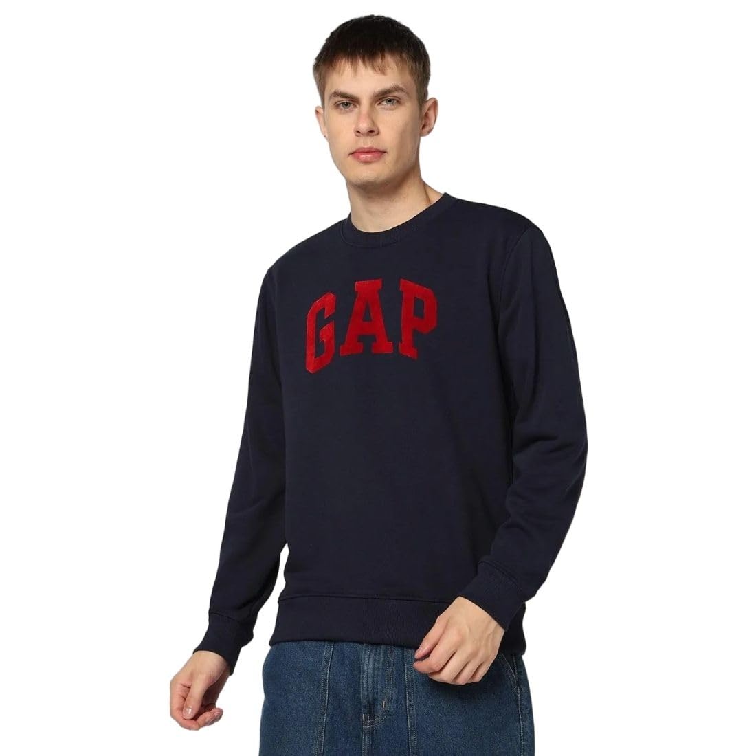 gap Men's Logo Print Full Sleeve Crew Neck Sweatshirt, Navy, xs-picture-41