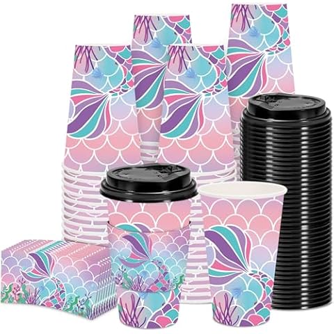 JarThenaAMCS 48 Mermaid Disposable Coffee Cups Cover