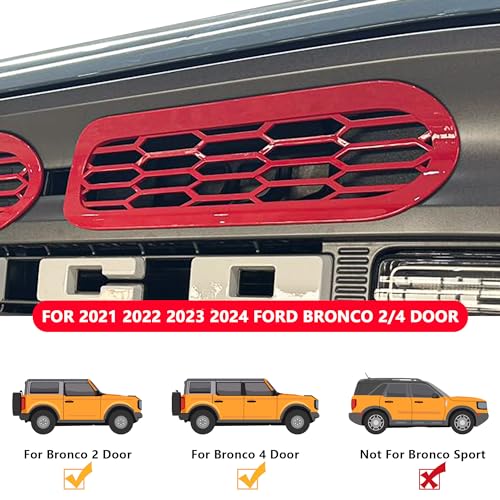 Image of Front Grill Inserts Cover Trims Mesh Grille Frame Kit Compatible with 2021 2022 2023 2024 2025 New Ford Bronco 2 /4 Door Exterior Decoration Accessories Protection Decor Decal, 6Pcs Red