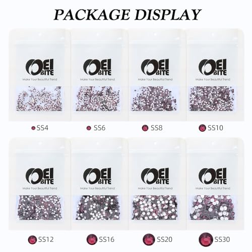 Image of Purple Flatback Rhinestones, Glass Rhinestones for Nail Art and Craft, Glue Fix, Loose Crystal Gemstones(Purple, SS16, 1440pcs, 3.8-4.0mm)