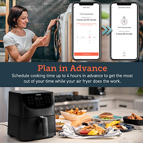 COSORI Smart WiFi heteluchtfriteuse 5.5L XXL met APP-bediening, zonder olie, heteluchtfriteuse met 13 programma's en 100 Duits receptenboekje, heteluchtfriteuse met one-touch, voorverwarmen, shake-modus, 1700W, zwart - Image 8