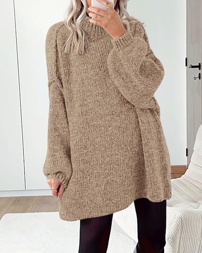 BTFBM Sweaters for Women Fall 2025 Long Sleeve Mock Neck Cable Knit Oversized Sweater Pullover Tops Thick Winter Clothes2