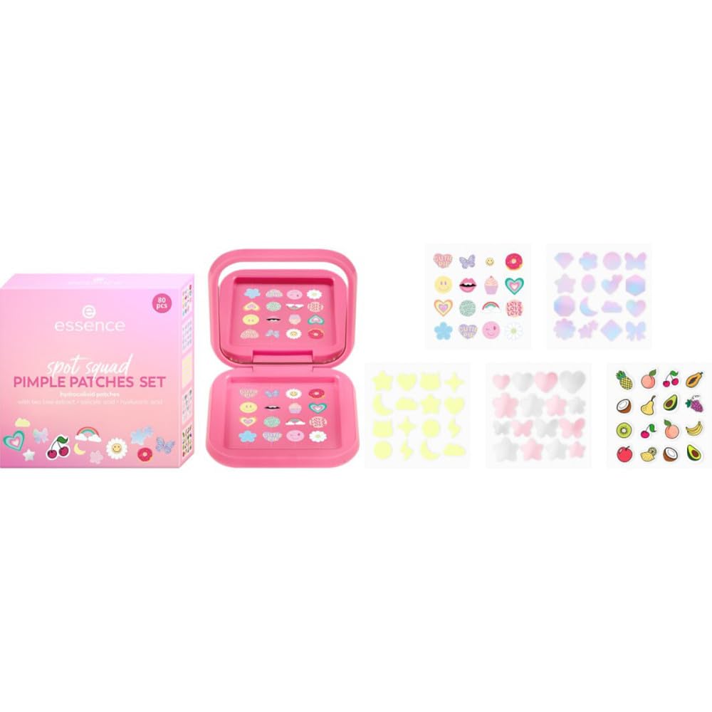 essence spot squad PIMPLE PATCHES SET, protecting, natural, colour intense, holographic (80pcs)