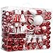 Valery Madelyn 155ct Traditional Shatterproof Christmas Ball Ornaments Decoration Red and White,1.2Inch-7.09Inch,Themed with Tree Skirt(Not Included)