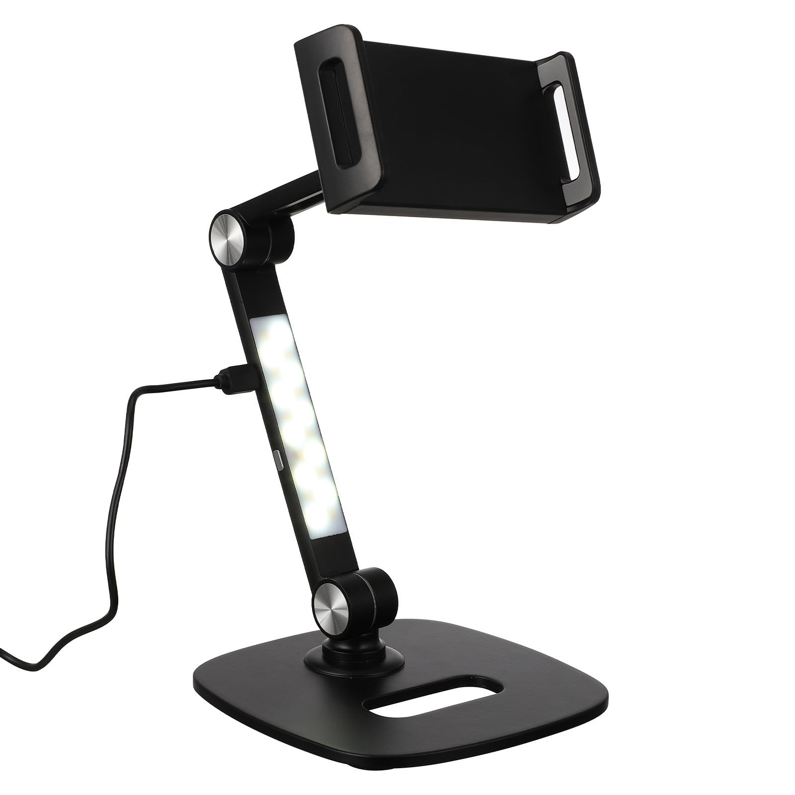 Soporte para Teléfono Móvil Ajustable de Aluminio Negro para Escritorio