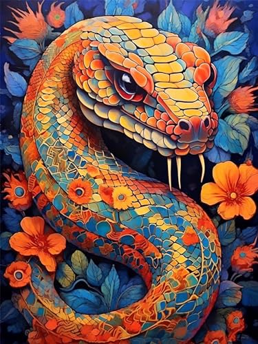 Peinture diamant 5D serpent 60x80cm | Anti-stress efficace via kit Diamond Painting adulte