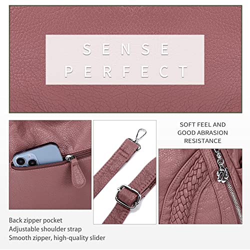 Angel Kiss 1555 PINK Purses And Handbags Women Fashion Tote Bag Shoulder Bags Top Handle Satchel Purses Washed Synthetic Leather Handbag… 1-1#D.Pink 13.8 * 4.7 * 11.8 Inches thumb #2