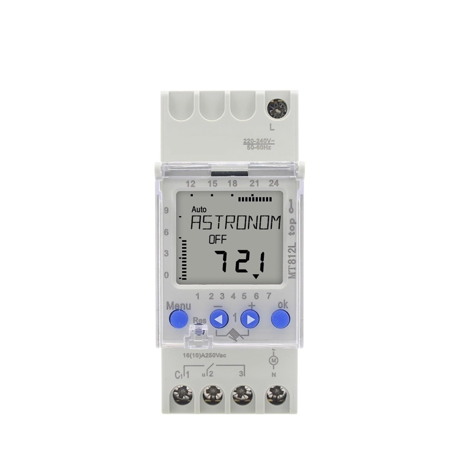 RWRAPS microcomputer Interruttore Timer MT812L Temporizzatore astronomico Interruttore orario Digitale su Guida DIN a 1 Canale 7 Giorni