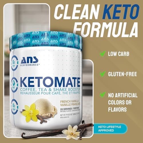 ANS Performance Ketomate Coffee Creamer With MCT Oil Powder, Delicious, Sugar Free Creamer For Coffee, Tea & Shakes, Perfect Keto Energy Powder, Milk Substitute, 20 Servings, French Vanilla - 293 g / 10.3 oz - 4