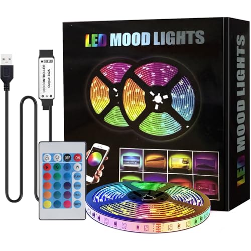 QMINKUN 2M Led Strip Lights,RGB Color Changing Led Strip with Remote Control,LED Strip for Bedroom, Living Room, Kitchen, Party, DIY Home Decoration