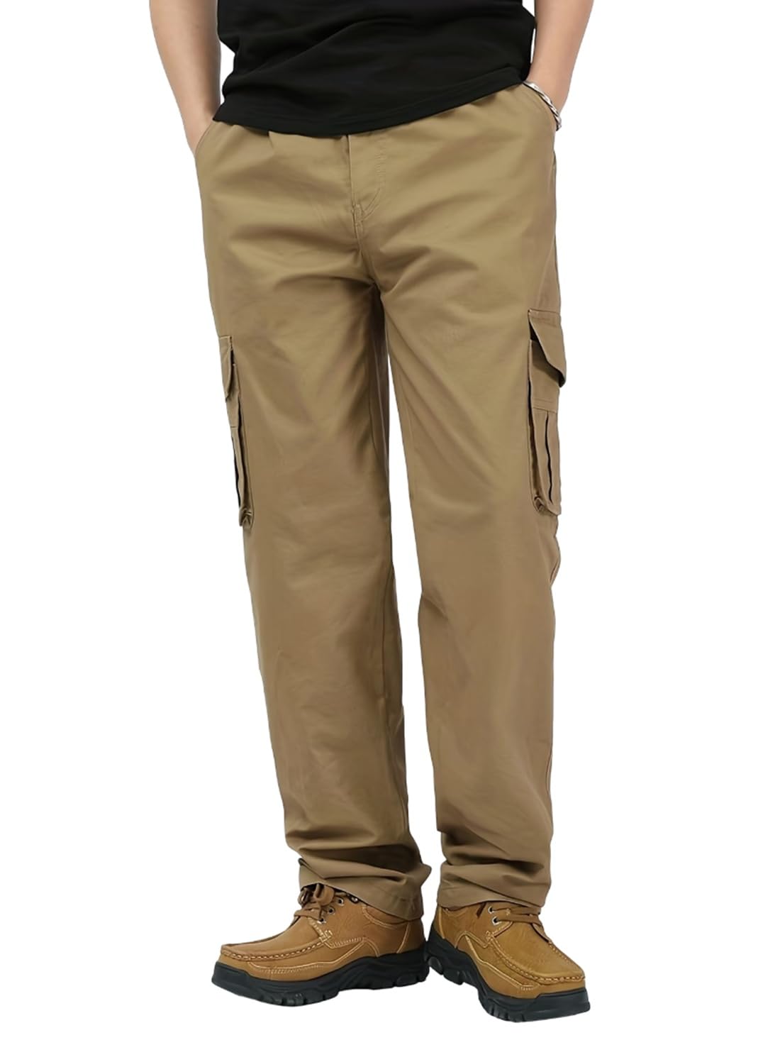 Men's Regular Fit low Rise Cargo Style Casual Trousers Pants-image-33