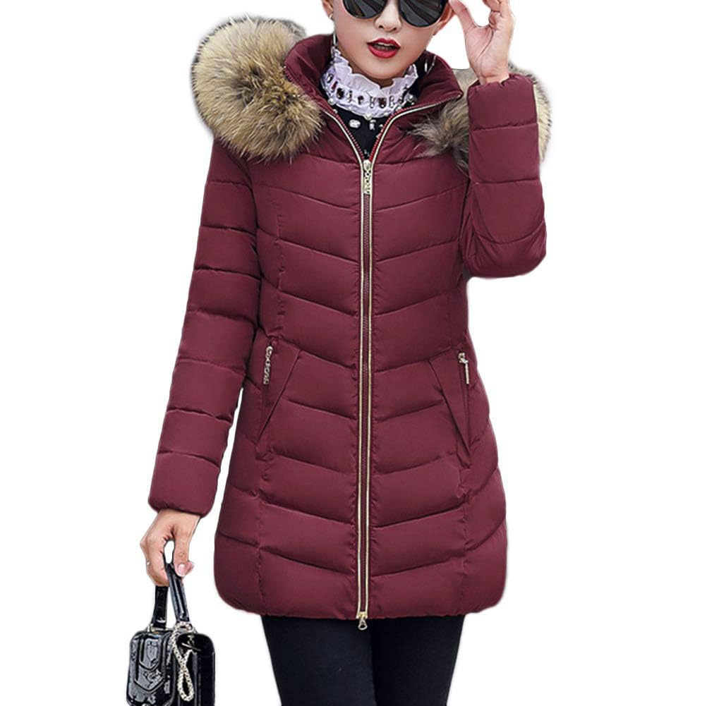 ORANDESIGNE Cappotto Invernale Donna Piumino Giacca Lungo Giubbino con Pelliccia Cappuccio Piumino Cappotti Eleganti Caldo Parka Outwear Trench Giubbotto con Zip e Tasche