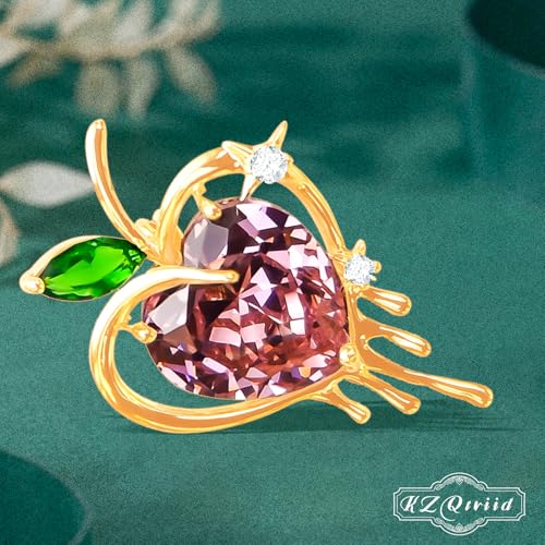 Image of Brooches For Women,14k Gold Plated Copper,Crystal Brooch,Love Brooch,Heart Brooches,Brooches Pin for Birthday, Christmas,Valentines, Wedding Parties, Anniversaries,Mother's Day