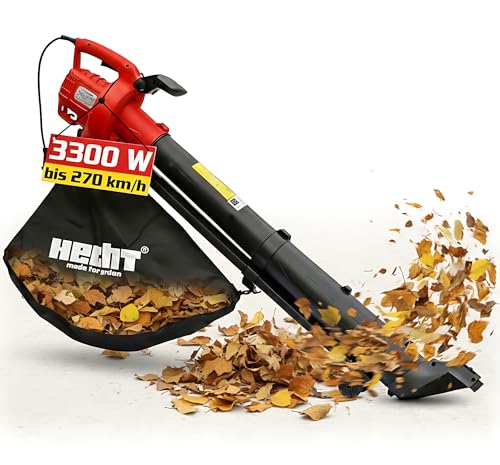 Hecht Laubsauger Elektro – 3300 Watt - Mit Häcksler 10:1 – Großer 45 L Fangsack –Leichte 3,2 kg - 270 km/h - Leichter, Leiser Garten Laub Sauger mit Rädern und Tragegurt Hecht Laubsauger Elektro – 3300 Watt - Mit Häcksler 10:1 – Großer 45 L Fangsack –Leichte 3,2 kg - 270 km/h - Leichter, Leiser Garten Laub Sauger mit Rädern und Tragegurt