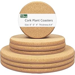 3 Sizes Cork Plant Coasters,...