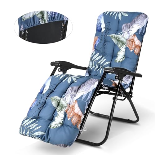 WildFun Sun Lounger Cushions Only, 170 * 53 * 8cm Garden Recliner Chair Sunlounger Cushions Replacement with Non-Slip Top for Indoor Outdoor Garden Patio Beach (Dark Blue)