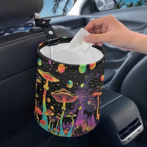 Image of Mushroom Galaxy Car Garbage Can Waste Basket for Cars - Back Seat, Floor, or Hanging Headrest Car Accessories Interior Road Trip Essentials