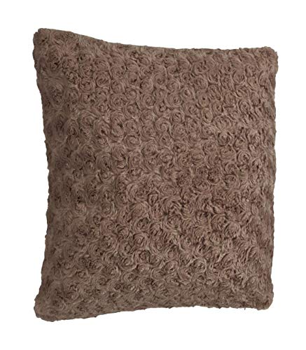 Atmosphera - Coussin déhoussable en Fourrure Bouclée Taupe 45 x 45 cm