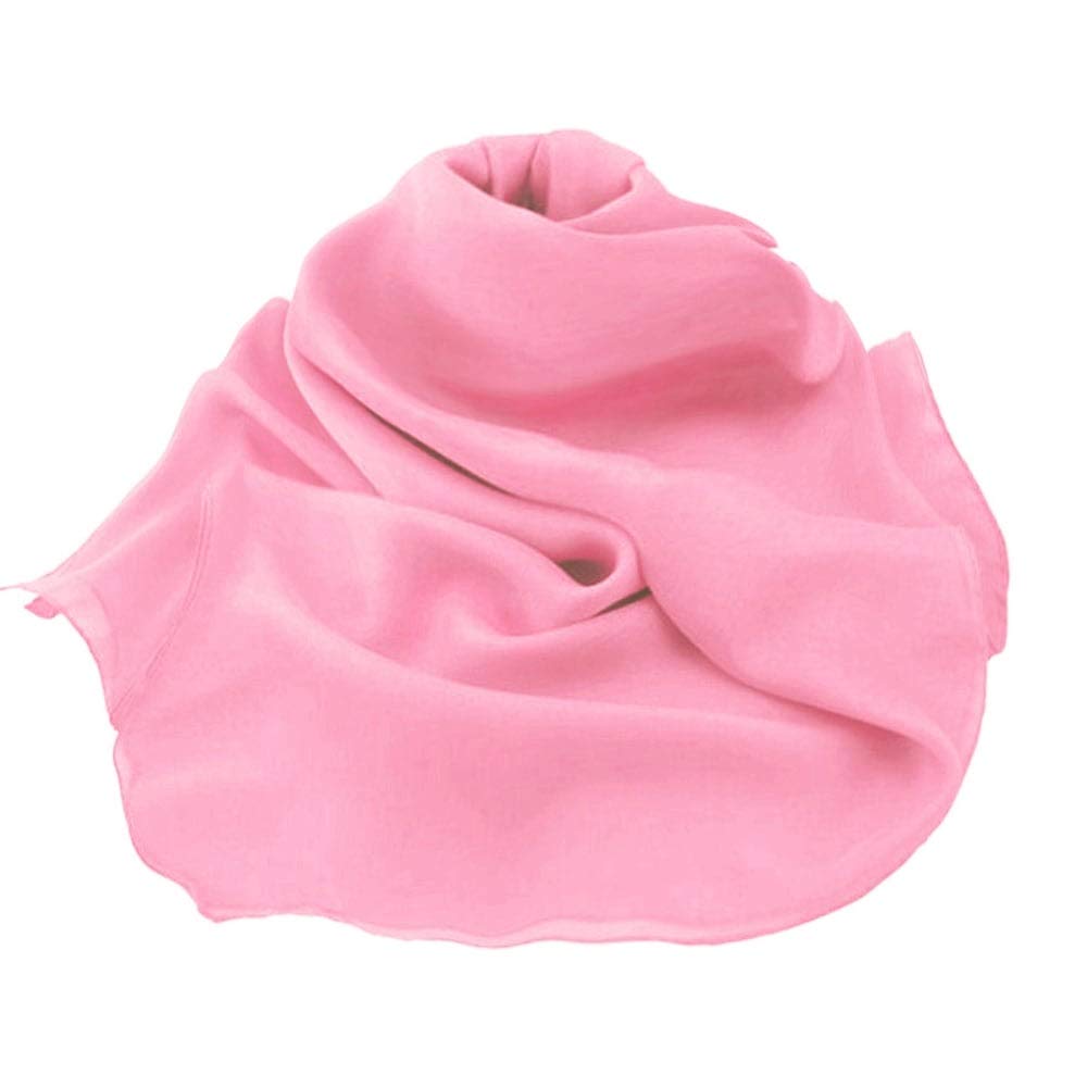 Eternal Collection Plain Rose Pink Oblong Pure Silk Chiffon Scarf 170 Pink