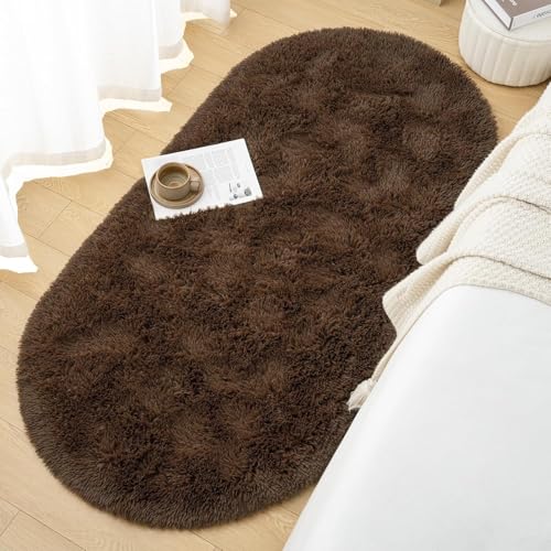 Image of Fluffy Silky Micro Fiber Polyster Carpet /Runner for Bedroom, Study Room, Playing Room, Guest Room ETC. 4x6 feet Feet, (Coffee)