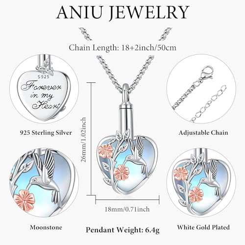 Aniu Cremation Jewelry for Ashes S925 Sterling Silver Urn Necklace Memorial Necklace for Human Ashes of Loved Ones Keepsake Locket Pendant for Men Women2