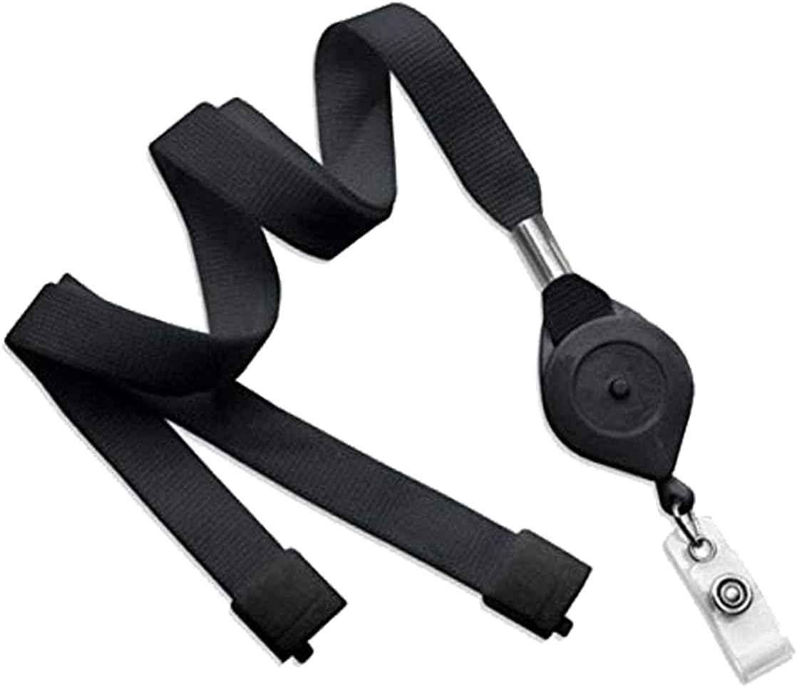 Specialist ID Bulk 25 Pack - Lanyard with Locking Badge Reel Combo - Locks in Open (Extended) Position with Push Button Recoil - Comfort Quick Release Safety Breakaway for Insert & Swipe Key Cards