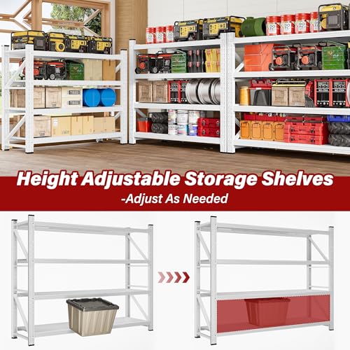 Image of 48 inch Wide Heavy Duty Garage Shelving Units,3000LBS 24 Deep Storage Shelves,White Metal Garage Shelves,Large Storage Rack,Steel Shelf,Industrial Shelving for Shop,Warehouse,48 inch W x 24 inch D x 70 inch H