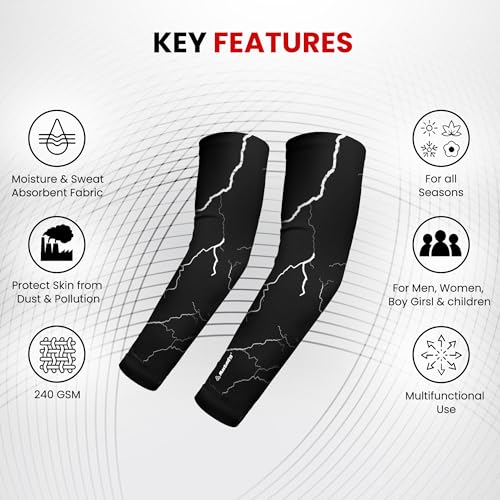 Image of Autofy Active-Fit 240 GSM Printed Outdoor Indoor Use Unisex Arm Sleeves with UV Tan Protection & Compression Cooling Effect for Men Women Kids