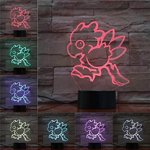 Preisvergleich Produktbild 3D-Illusionslampe Führte Nachtlicht Final Fantasy Pokemon Spielfiguren Chocobo Fisch Mehrfarbige Glühbirne Kind Geschenk Kinderspielzeug Lava Touch Kindergeburtstag Weihnachtsgeschenke Tischlampe