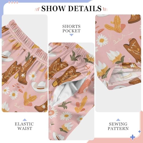 Cute Cowgirl Cowboy Boots Boys Pants Girl Sleep Pants Long Trousers Elastic Waist Lounge Bottoms S4