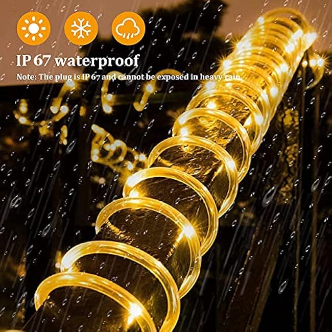 Solar Lights Rope Lights Solar Powered String Lights 40FT 120 LEDs 8 Modes Fairy Lights Outdoor Decoration Lighting for Garden Patio Party,Weddings,Christmas D¨¦cor White Warm