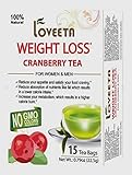 Loveeta Wellness Weight Loss Tea Cranberry - 15 Tea Bags (Gmo Free, Gluten Free, Dairy Free, Sugar Free & 100% Natural)