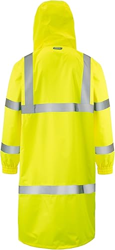 Miniatura 3 de JORESTECH Capa impermeable de seguridad de alta visibilidad, color lima  amarillo clase 3 con cinta reflectante de 2 pulgadas, cumple con ANSIISEA