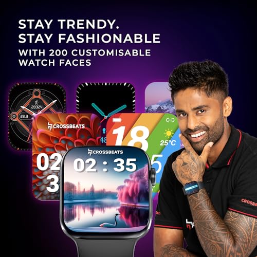 Image of CrossBeats Ignite S3 Max Advanced Dual chip Bluetooth Calling Smart Watch, 1.91 inch 3D Curved UHD Display, 200+ smartwatch Faces, in-Built Game, 10 Days Battery Life, Spo2 & Heart Rate Monitoring-Black
