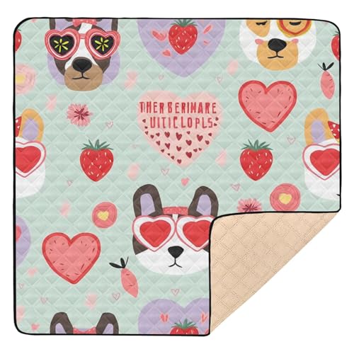 Sanluoli Baby-Spielmatte Mintgrün Hunde Herzen 127x127